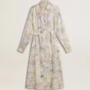 Women's shirt dress with multicolor sequined floral print