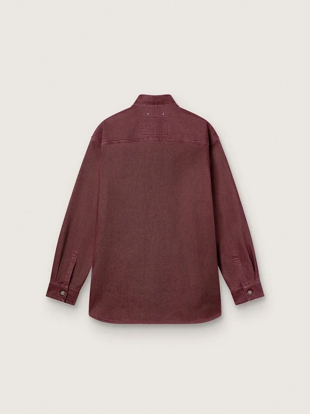 Women's shirt in burgundy denim