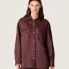 Women's shirt in burgundy denim