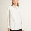 Women's shirt with a vertical striped pattern and crystal embroidery