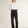 Women's shirt with a vertical striped pattern and crystal embroidery