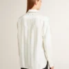 Women's shirt with a vertical striped pattern and crystal embroidery