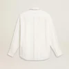 Women's shirt with a vertical striped pattern and crystal embroidery