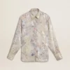 Women's shirt with multicolor floral sequin print