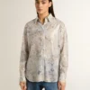 Women's shirt with multicolor floral sequin print