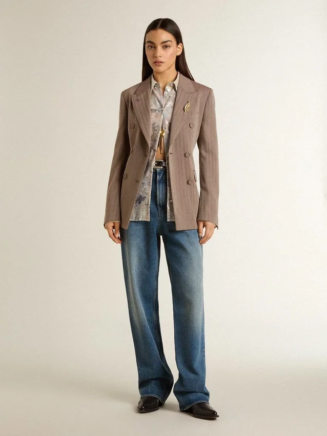 Women's shirt with multicolor floral sequin print