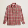 Women's shirt with pink, sand and gray check embroidery