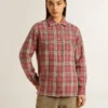 Women's shirt with pink, sand and gray check embroidery