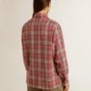 Women's shirt with pink, sand and gray check embroidery