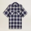 Women's short shirt dress with 3D checkerboard pattern and embroidery
