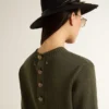 Women's short-sleeved sweater in military-green cotton