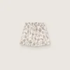 Women's shorts in black and white cotton poplin with floral print