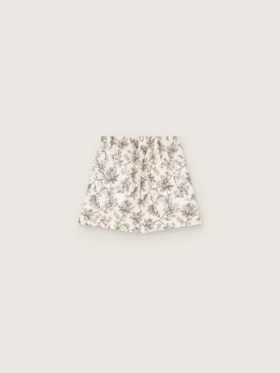 Women’s shorts in black and white cotton poplin with floral print
