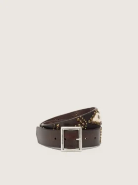 Women’s Sierra belt in mahogany leather with decorative studs