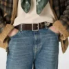 Women’s Sierra belt in mahogany leather with decorative studs
