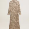 Women's silk-blend midi dress with a floral print