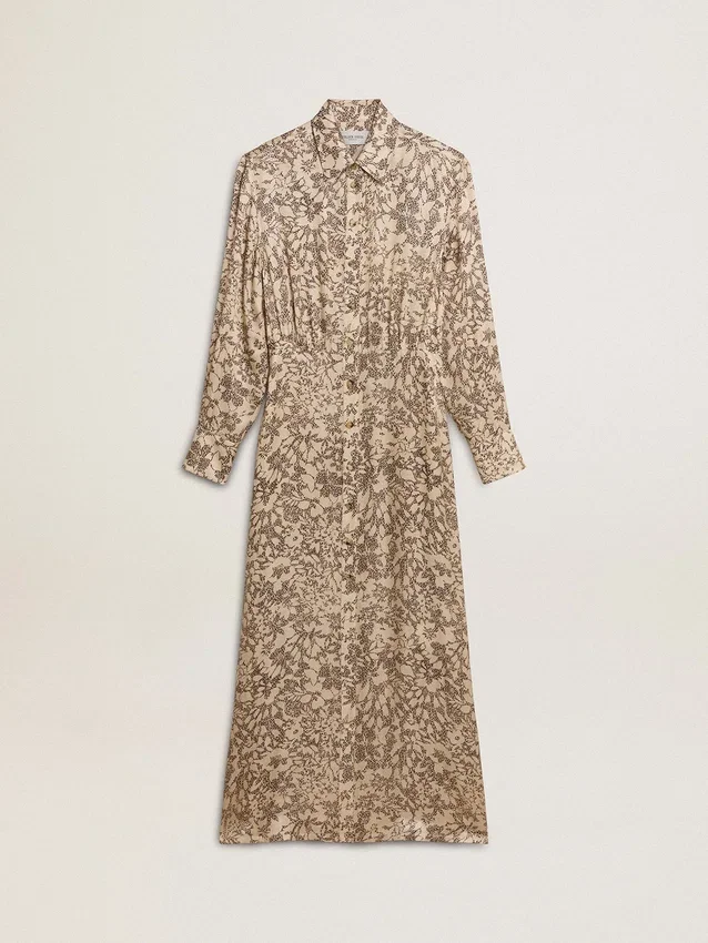 Women's silk-blend midi dress with a floral print