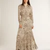 Women's silk-blend midi dress with a floral print