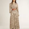 Women's silk-blend midi dress with a floral print
