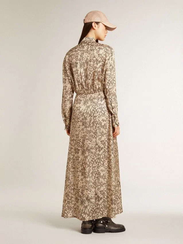 Women's silk-blend midi dress with a floral print
