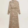 Women's silk-blend midi dress with a floral print