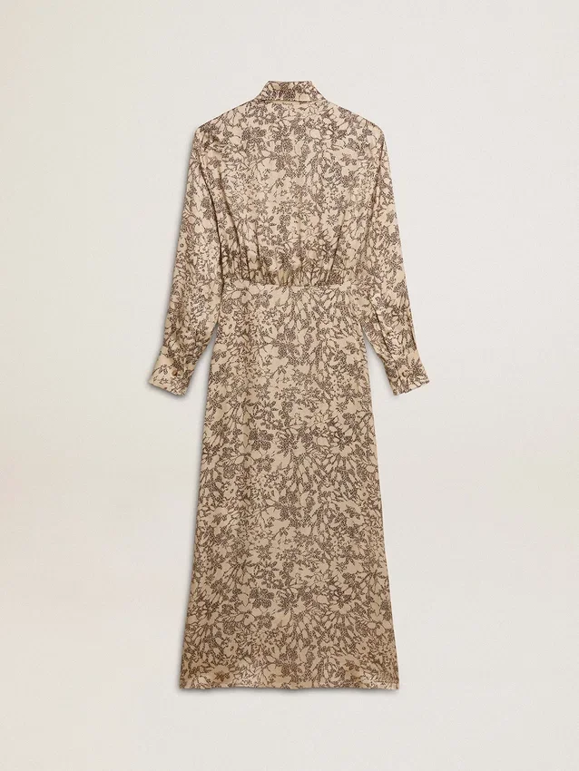 Women's silk-blend midi dress with a floral print