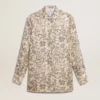 Women's silk blend pajama shirt with a floral print