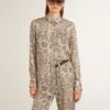 Women's silk blend pajama shirt with a floral print