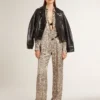 Women's silk blend pajama shirt with a floral print