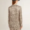 Women's silk blend pajama shirt with a floral print