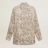 Women's silk blend pajama shirt with a floral print