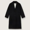 Women's single-breasted black cocoon coat