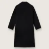 Women's single-breasted black cocoon coat