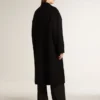 Women's single-breasted black cocoon coat