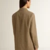 Women's single-breasted blazer in sand-colored herringbone