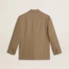 Women's single-breasted blazer in sand-colored herringbone