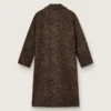 Women's single-breasted cocoon coat in wool with jacquard motif