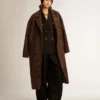 Women's single-breasted cocoon coat in wool with jacquard motif