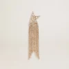 Women's single drop earring in antique gold color with decorative crystals
