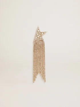 Women's single drop earring in antique gold color with decorative crystals