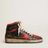 Women's Sky-Star in black glossy leather with red star