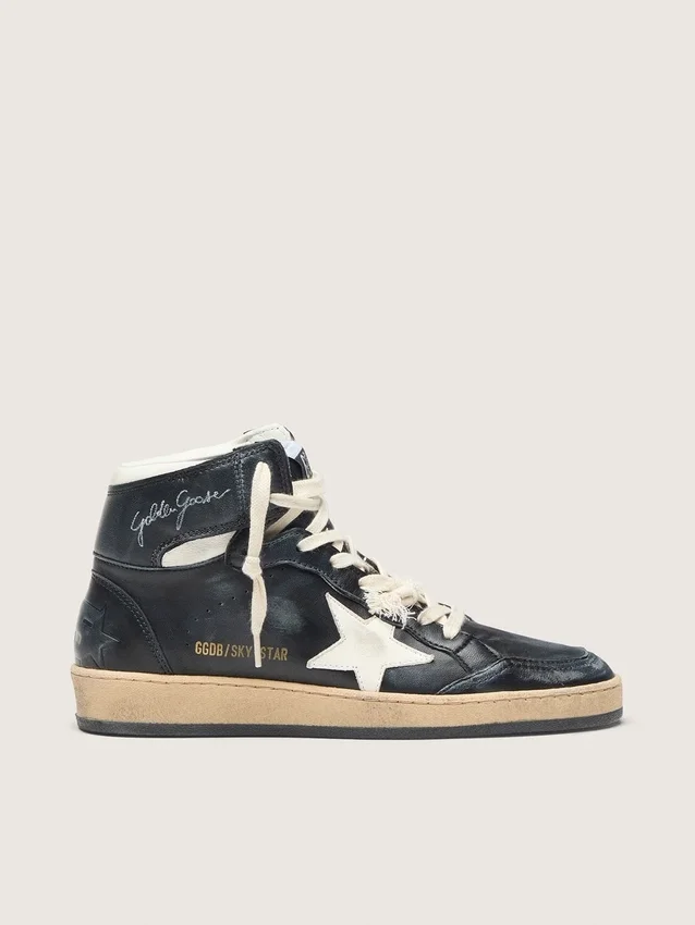 Women's Sky-Star in black nappa with white star
