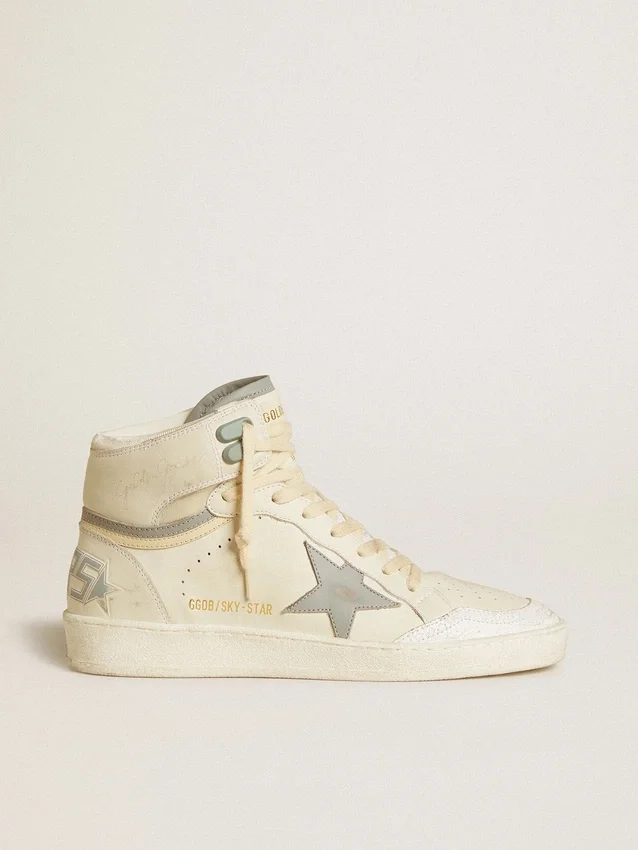 Women's Sky-Star in leather with light blue leather star and white heel tab