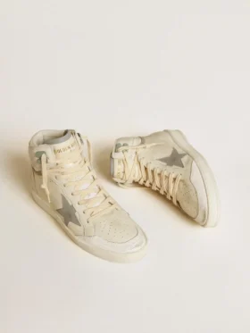 Women’s Sky-Star in leather with light blue leather star and white heel tab