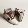 Women’s Sky-Star in white nappa leather with chocolate suede star