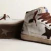 Women’s Sky-Star in white nappa leather with chocolate suede star