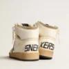 Women’s Sky-Star in white nappa leather with dove-gray suede star