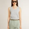 Women's sleeveless tank top in baby blue knit