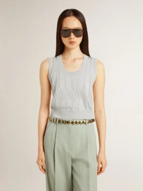 Women’s sleeveless tank top in baby blue knit