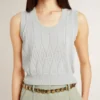 Women's sleeveless tank top in baby blue knit